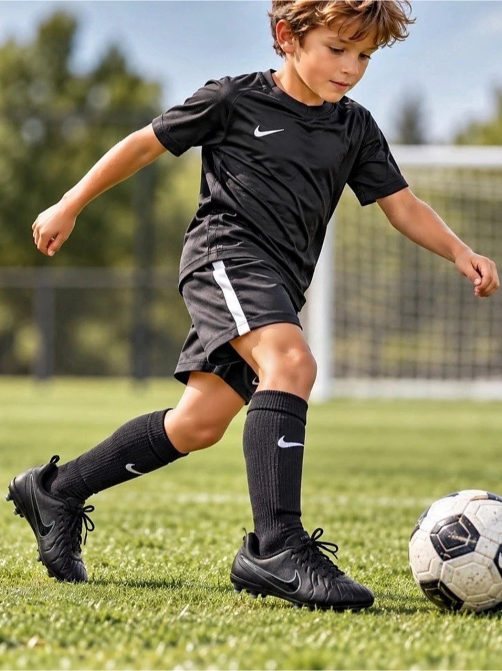 Nike Tiempo Legend Blackout Youth Soccer Cleats US 2Y